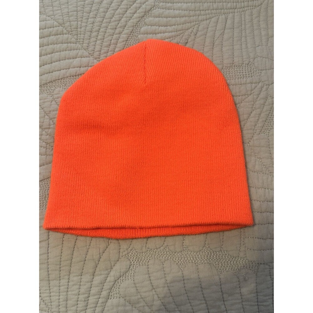 Busch Beer Hat Orange Knit Beanie‎ Cap Embroidered Logo Winter - Picture 3 of 4